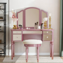 Pink makeup online vanity with lights